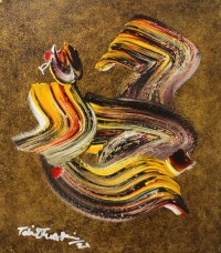 Tariq Hussain, 18 x 16, Oil on Canvas, Calligraphy Painting, AC-TRH-020